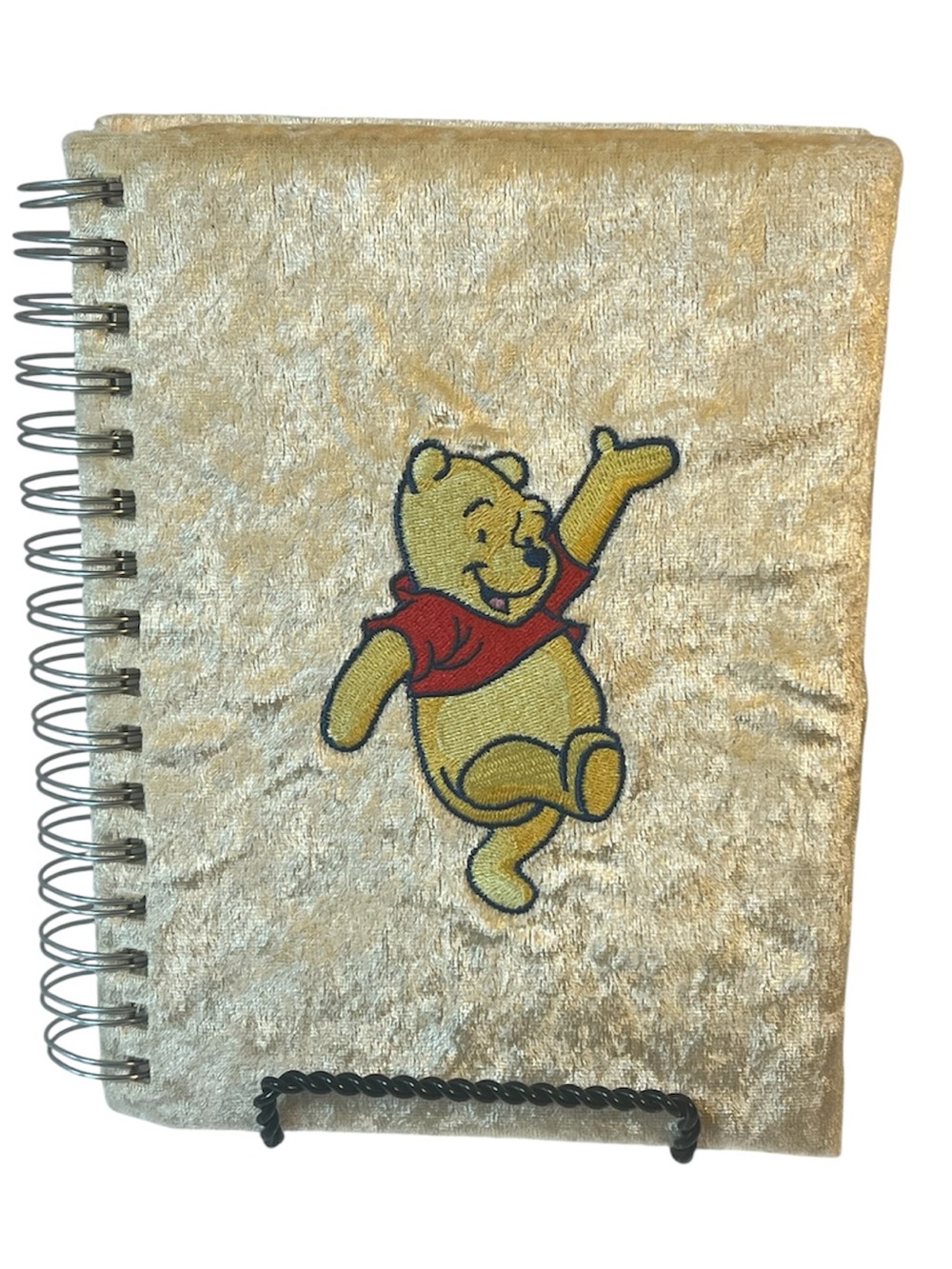 Vintage Disney Gold Faux Velvet Winnie the Pooh Spiral Notebook. New with Tags.